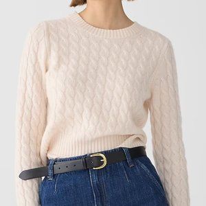 J. Crew 100% Cashmere Cable-Knit Sweater in Heather Muslin